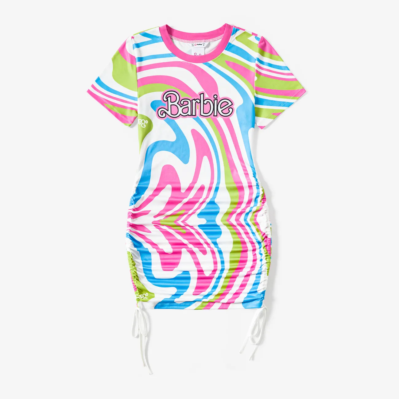 Barbie Mommy and Me Logo and Allover Colorful Grahic Print Fashionable Fitted Bodycon Dress Multi-color big image 1