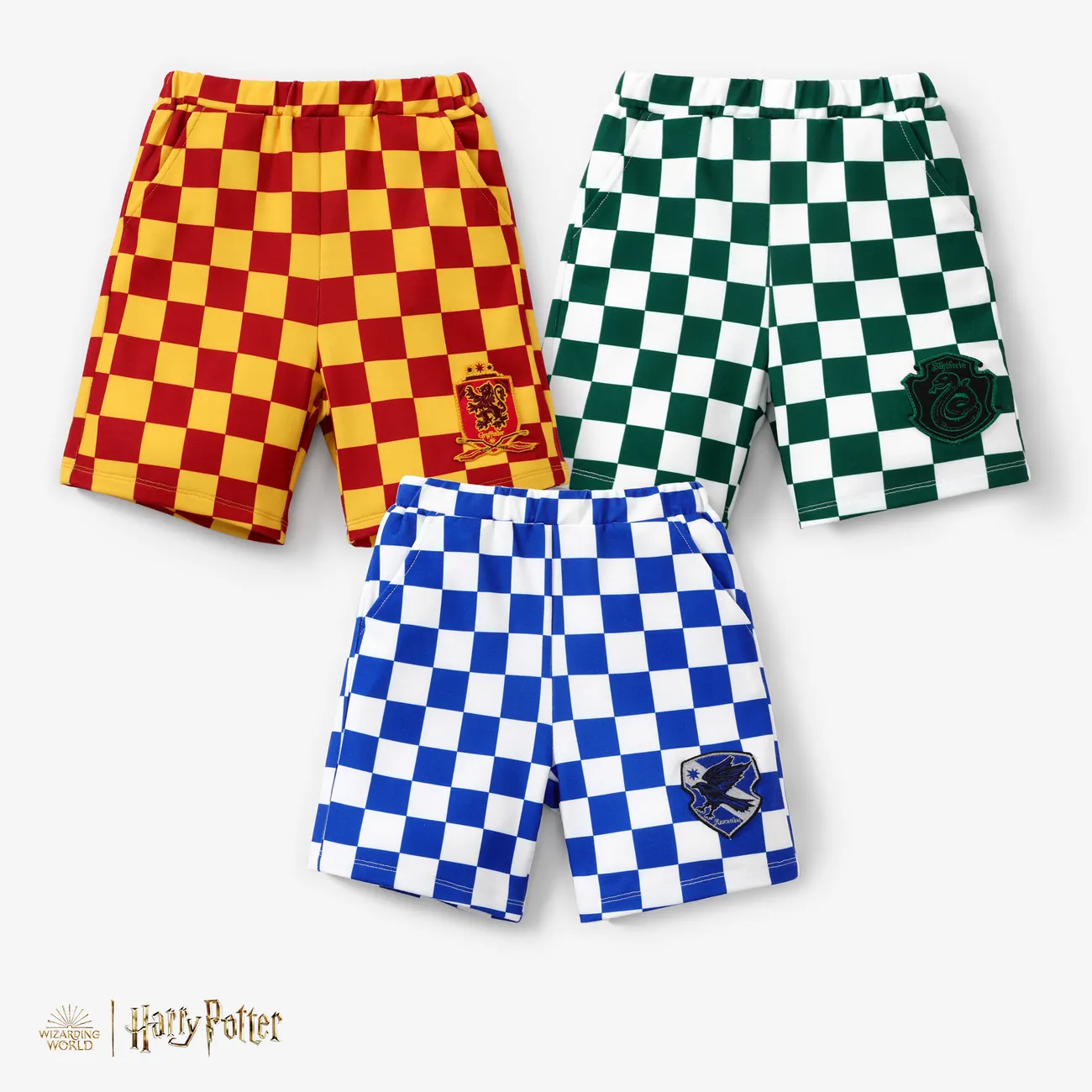 Harry Potter Kleinkind/Kid Boy 1pc Schach Gittermuster Preppy Stil Poloshirt oder Shorts
 Blau Weiss big image 1