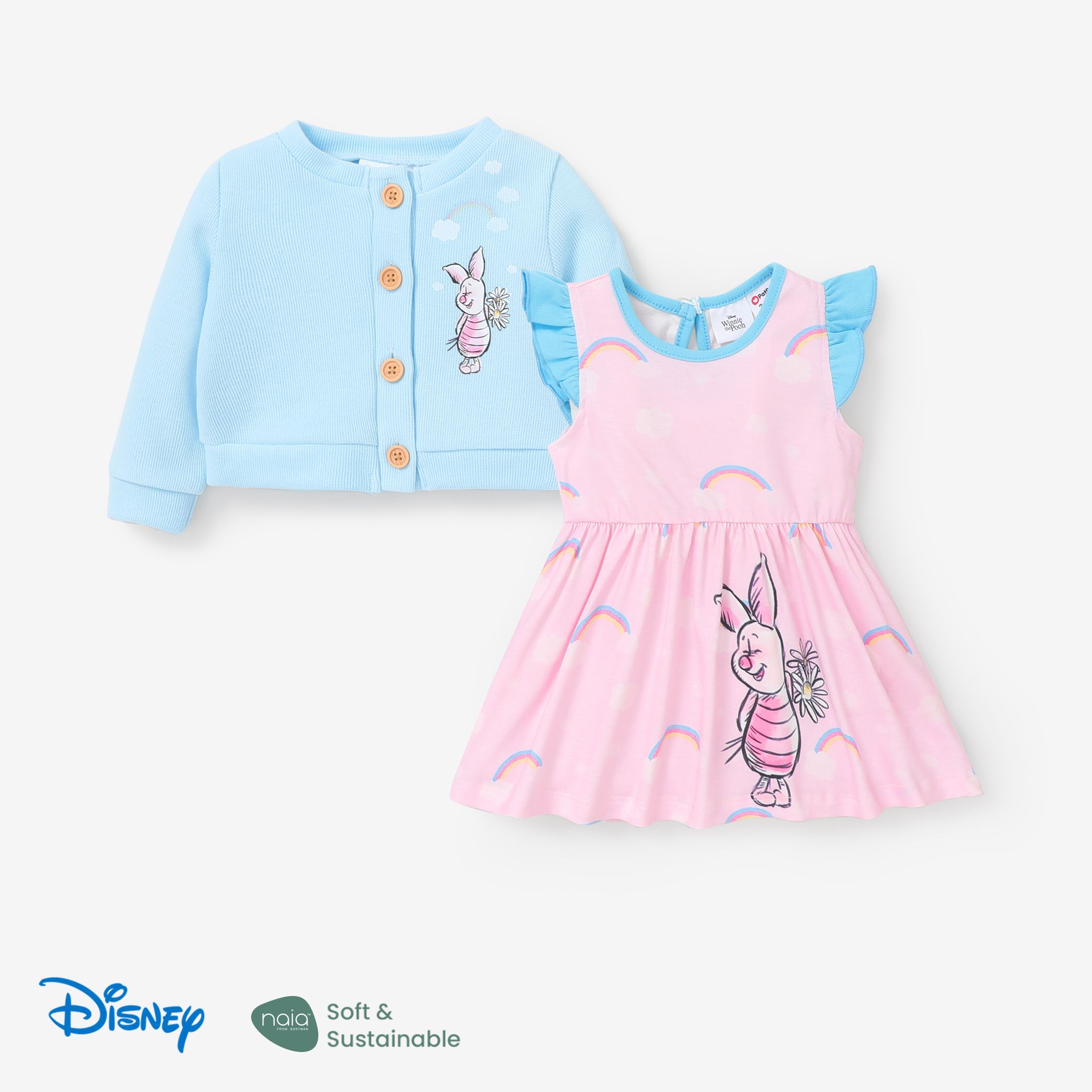 

Disney Winnie the Pooh Baby Girl 2pcs Cardigan and Character Naia™ Print Dress Set