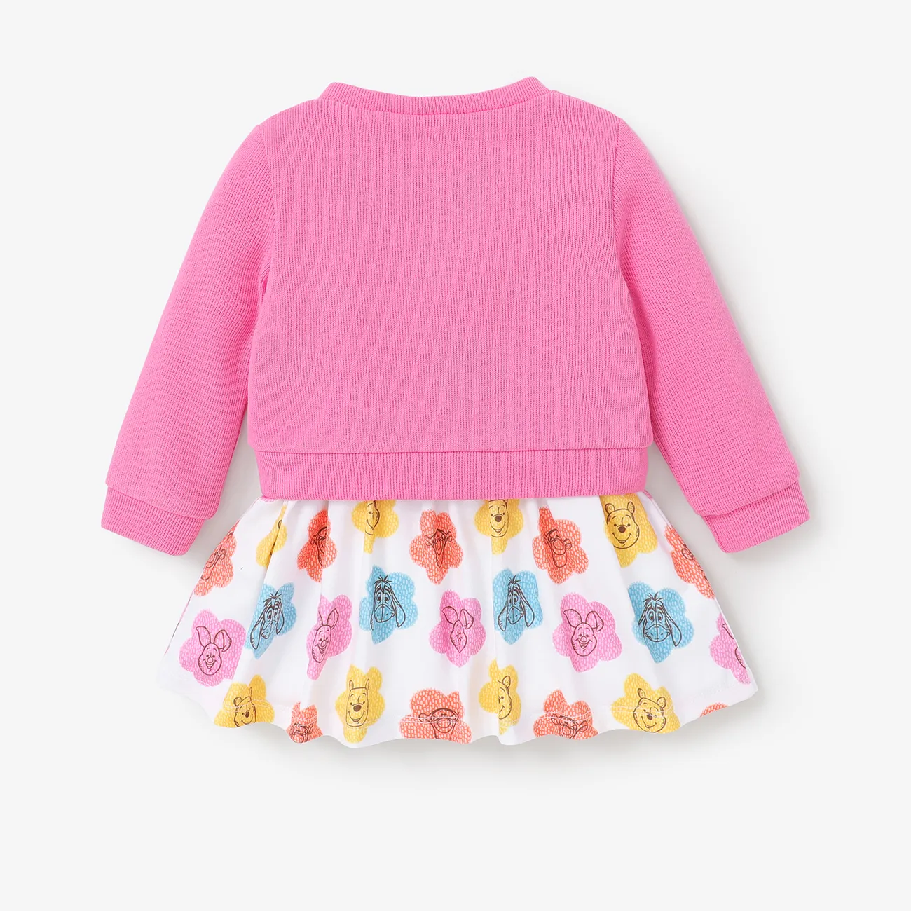 Disney Winnie the Pooh Baby Girl 2pcs Cardigan and Character Naia™ Print Dress Set Roseo big image 1