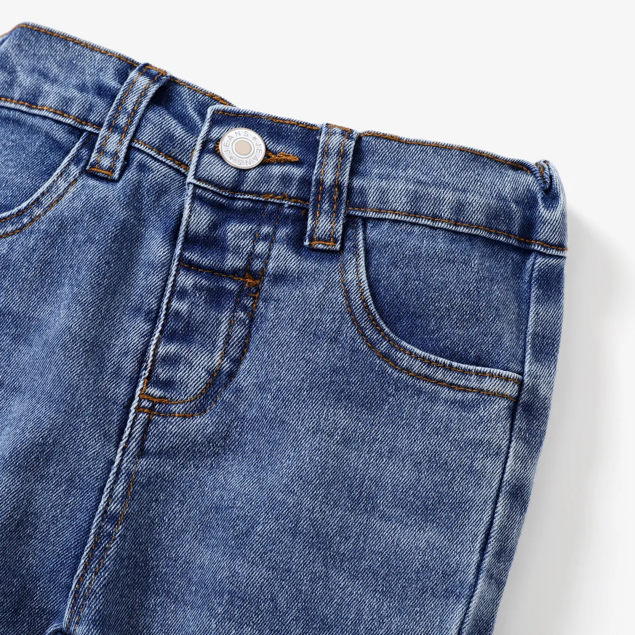 Kleinkinder Mädchen Ausgestellter Kragen Avantgardistisch Jeans blau big image 1