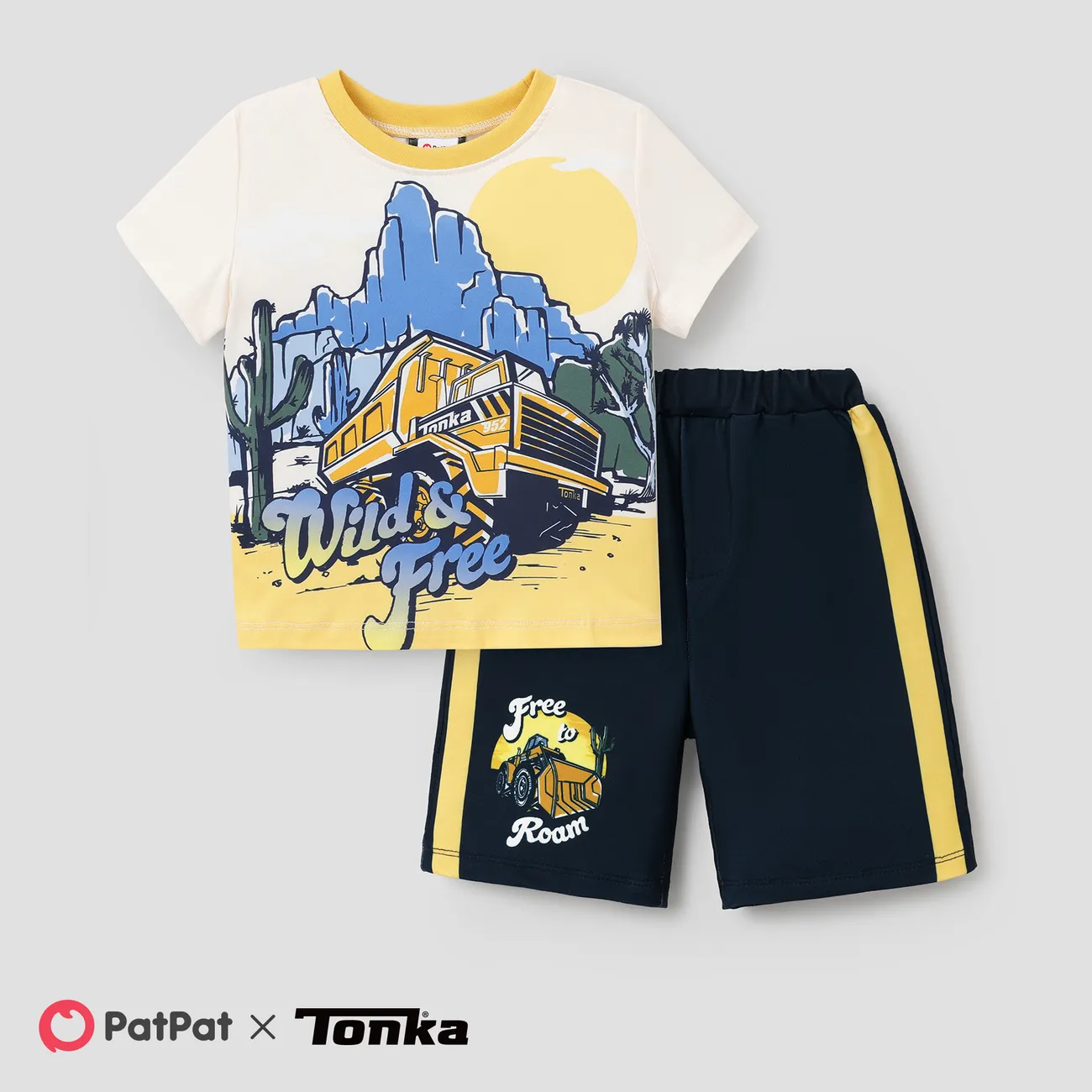 Tonka 1pc Toddler Boys Vehicle Print  Sporty T-shirt/Shorts 
 LightYellow big image 1