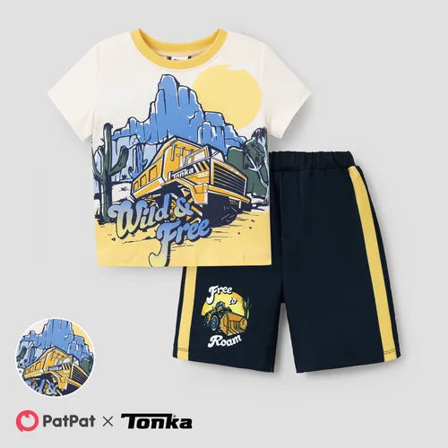 Tonka 1pc T-shirt/calções esportivos para meninos com estampa de veículos 
