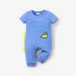 Baby Boy Casual Animal Dinosuar Pattern Short-sleeve Jumpsuit Blue
