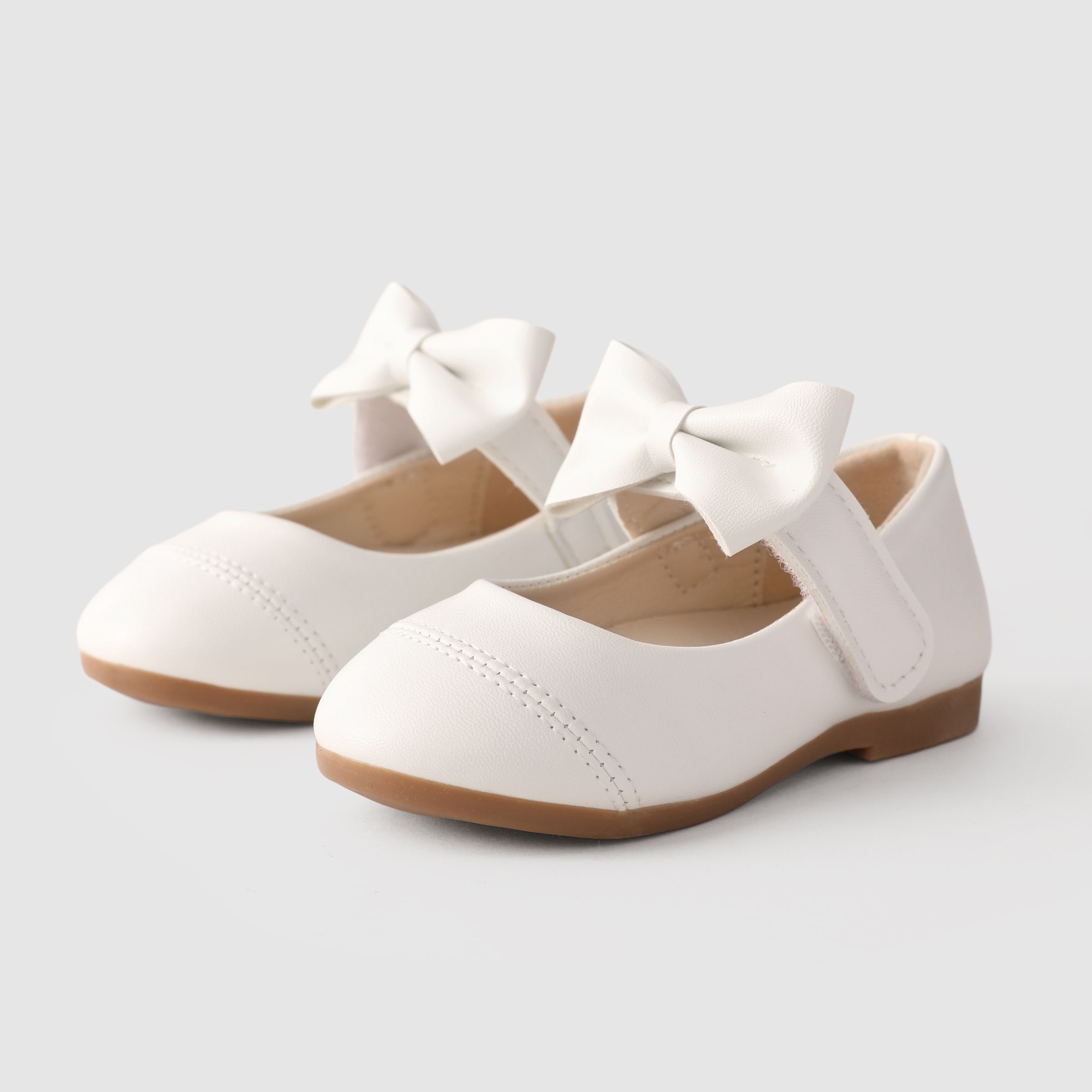 Toddler/Kids Girl Solid Hyper-Tactile 3D Bow-tie Leather Shoes