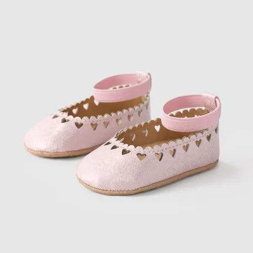 Baby Girl Sweet Heart-shaped Hollow-out Prewalker Shoes