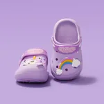Toddler/Kids Girl Childlike Graffiti Rainbow and Unicorn Pattern Hole Beach Shoes Light Purple