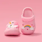 Toddler/Kids Girl Childlike Graffiti Rainbow and Unicorn Pattern Hole Beach Shoes Pink