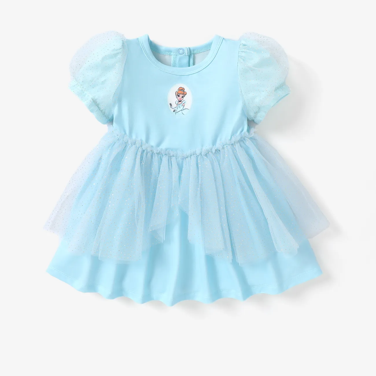 Disney Princess Baby/Toddler Girl Naia™ Ariel Character Print Puff sleeves Cosplay Mesh Dress Blue big image 1