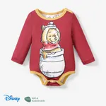 Disney Winnie the Pooh Bebé Unissexo Costuras de tecido Infantil Manga comprida Macacão curto Vermelho