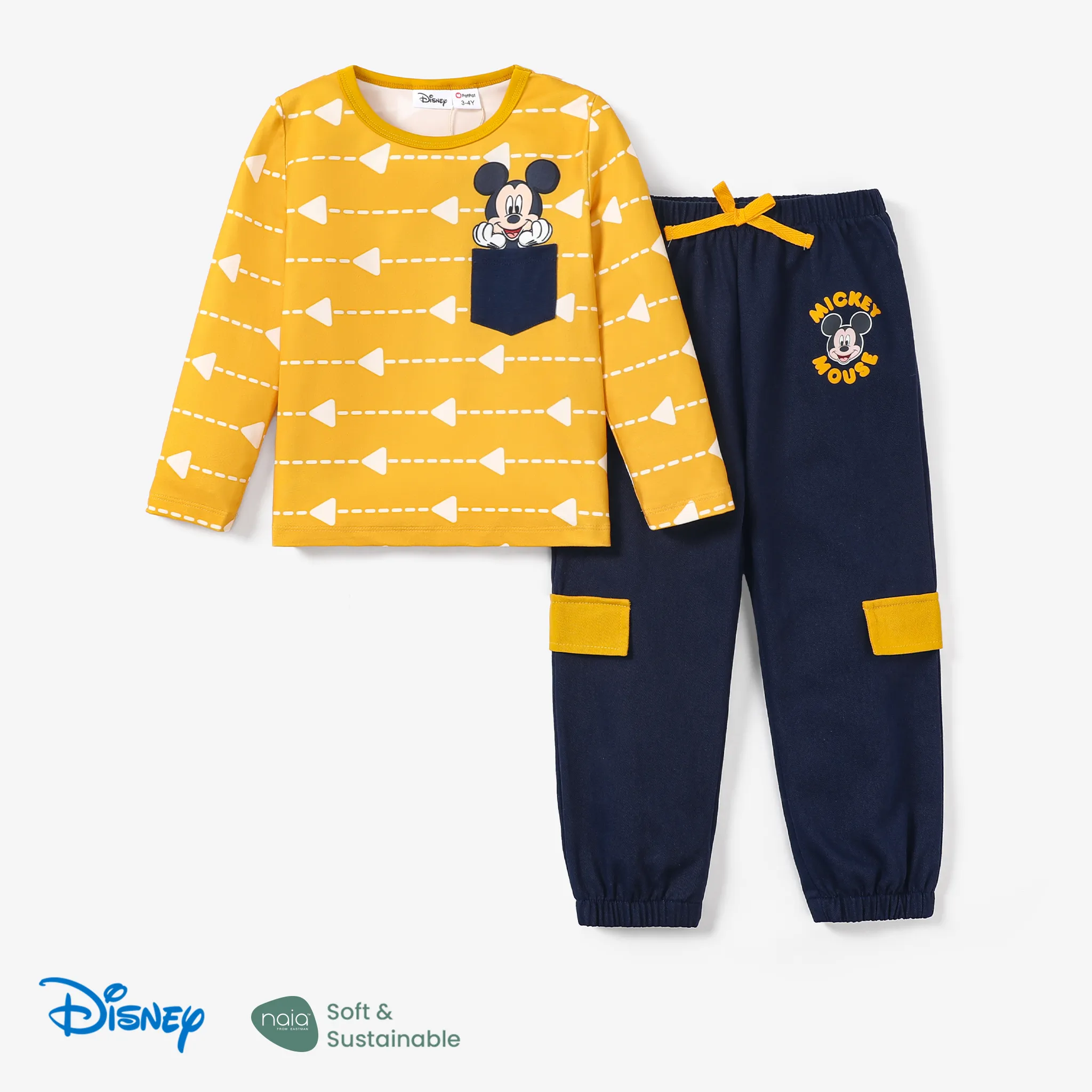 Disney Mickey And Friends 2pcs Toddler Boy Character Print T-shirt And Pants