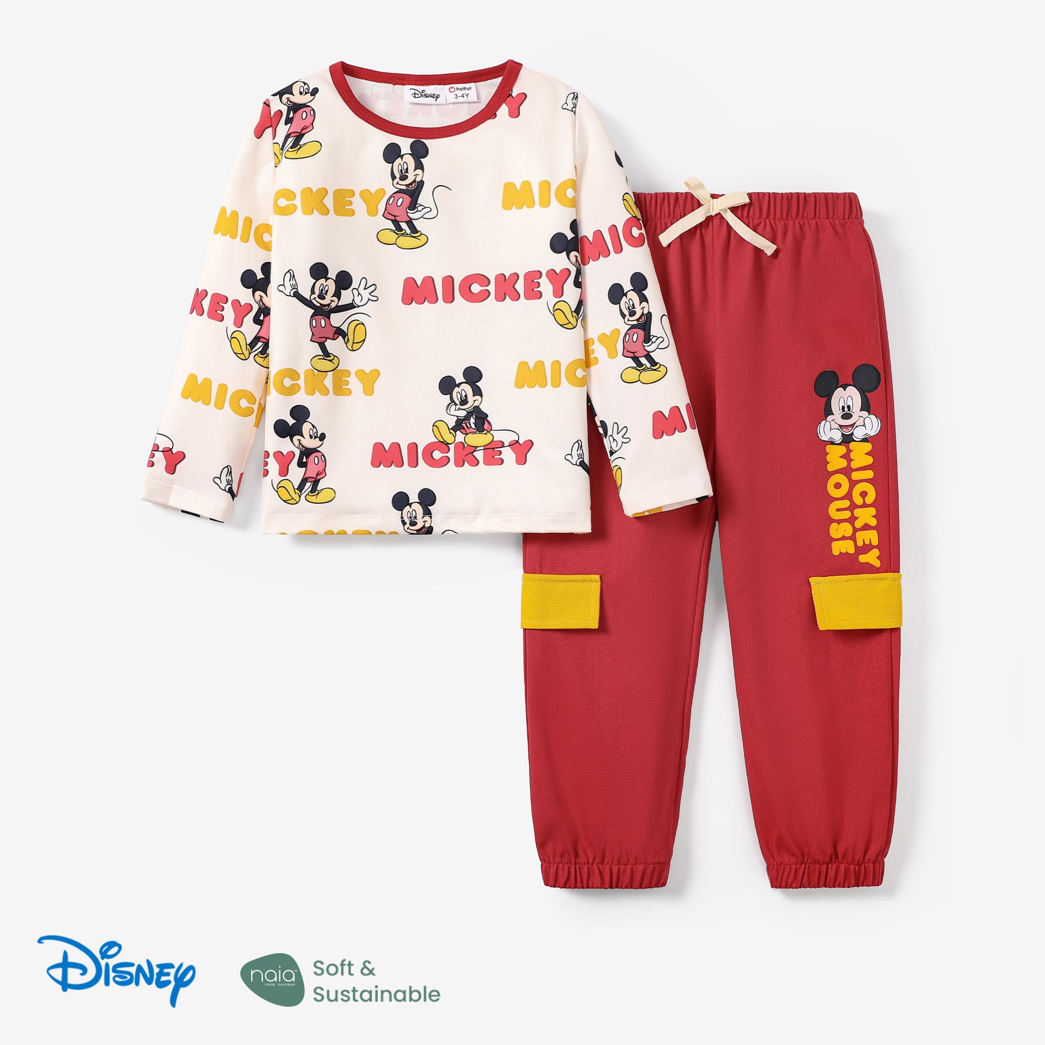 Disney Mickey And Friends 2pcs Toddler Boy Character Print T-shirt And Pants