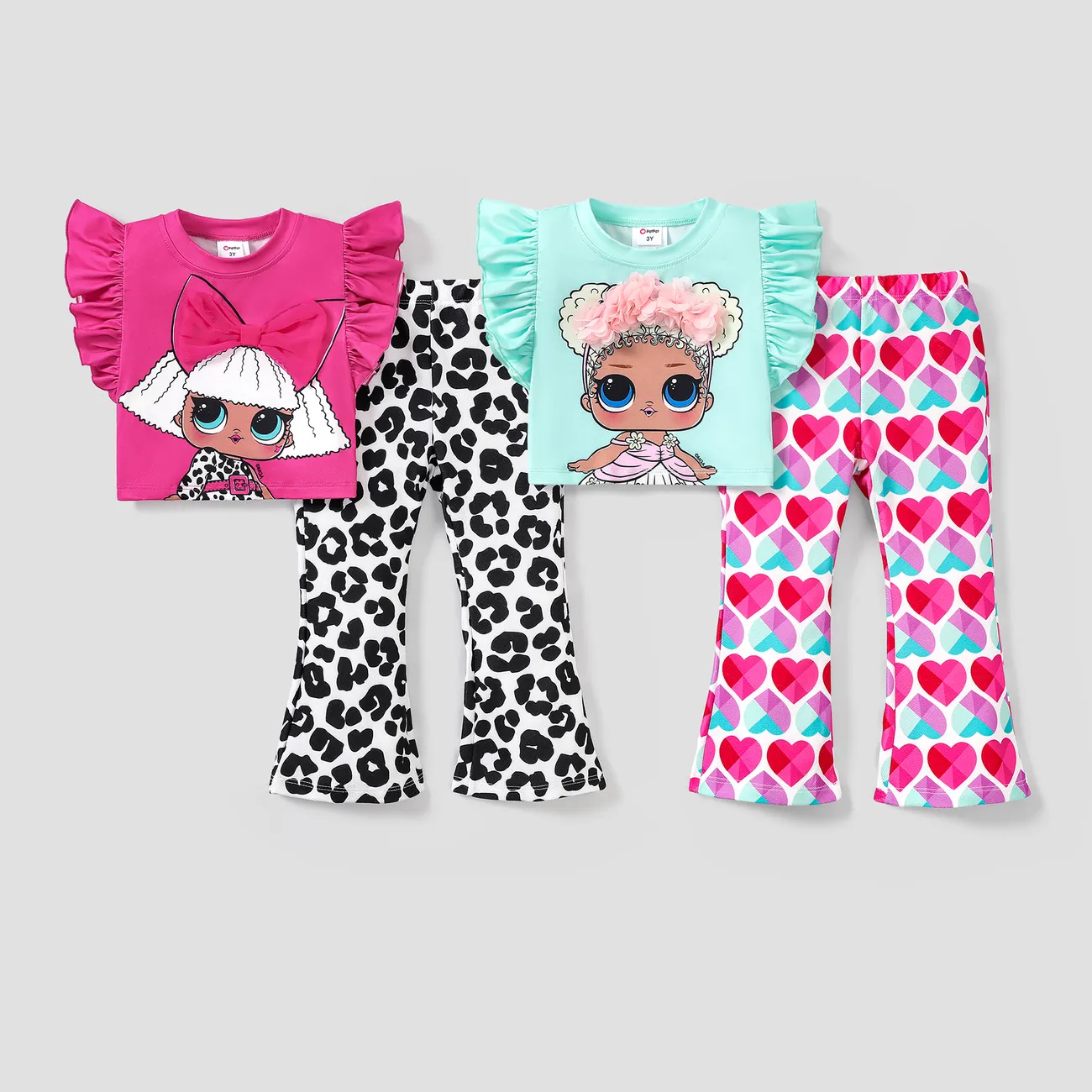 L.O.L. SURPRISE!Toddler Girls Mother's Day 2pcs Character Print Tee and Checker Print Pants Set White big image 1