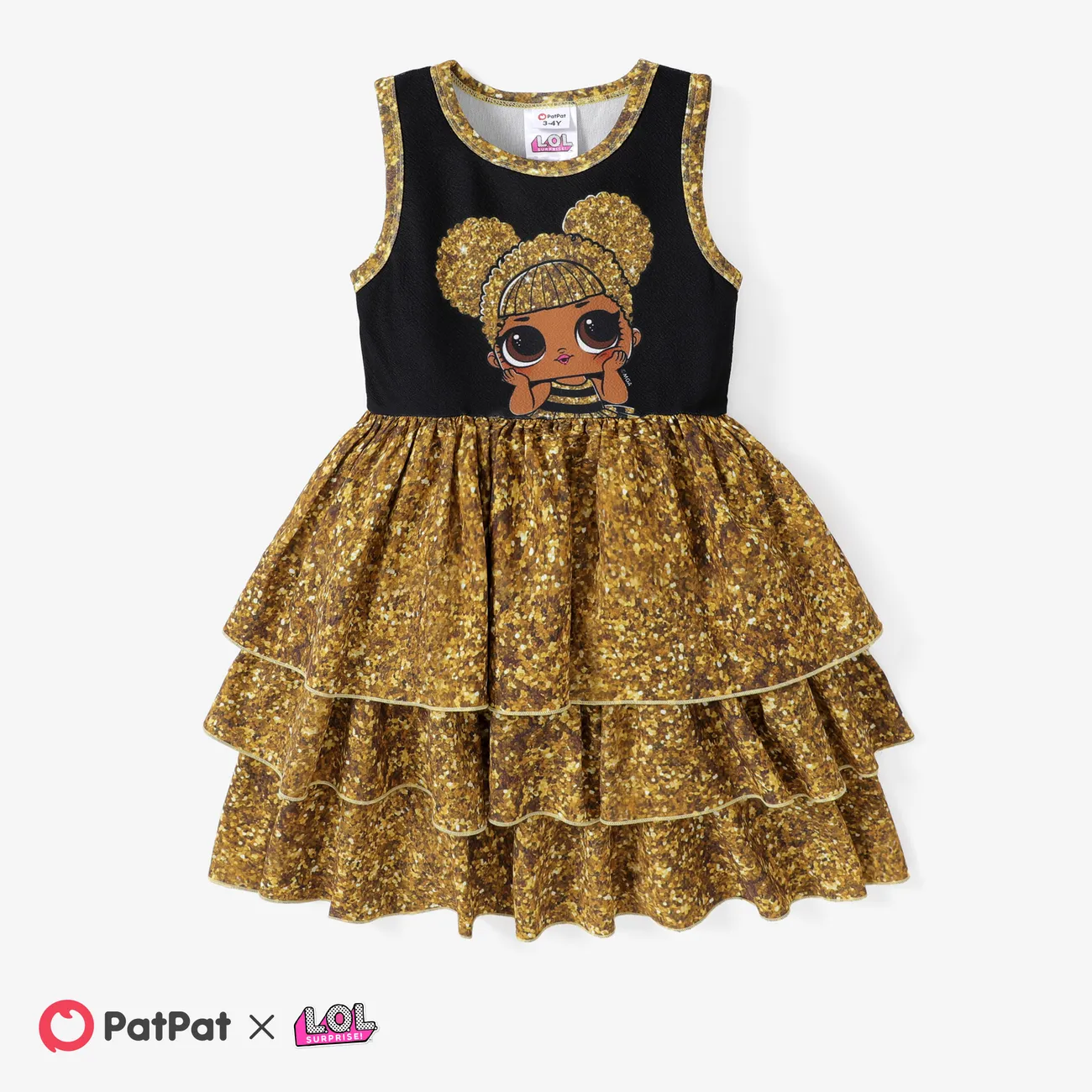L.O.L. SURPRISE! Toddler Girl Character Print Layered Ruffle Hem Dress
 Black big image 1