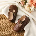 Toddler/Kids Girl Casual Velcro Hollow Out Leather Shoes Brown