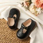 Toddler/Kids Girl Casual Velcro Hollow Out Leather Shoes Black