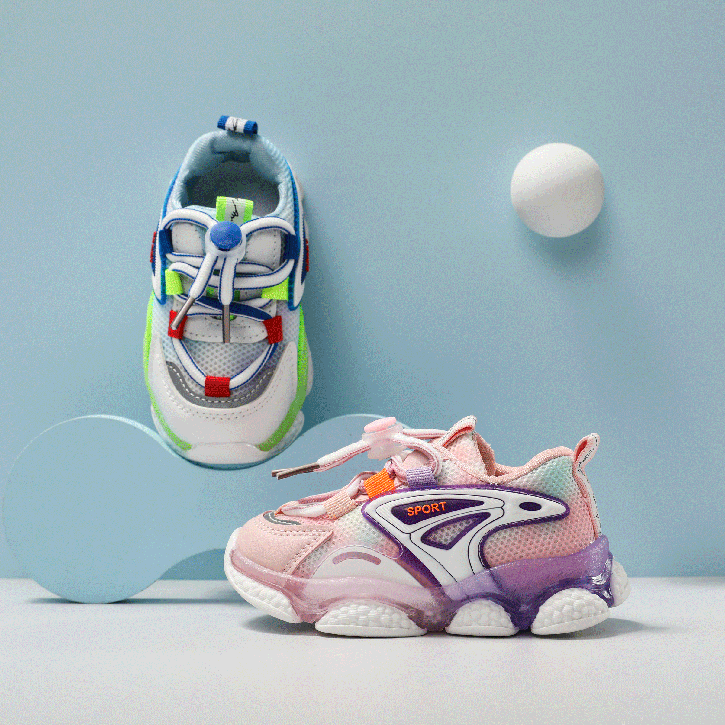 

Toddler/Kids Girl/Boy Colorful PU and Mesh Lamp Casual Shoes
