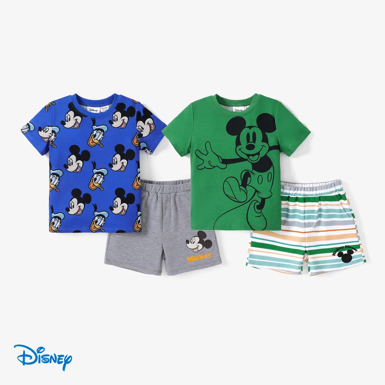 Disney Mickey and Friends 2pcs Toddler Boy/Girl Naia™ Character All-over Stripped Print Tee and Shorts Set Blue big image 1