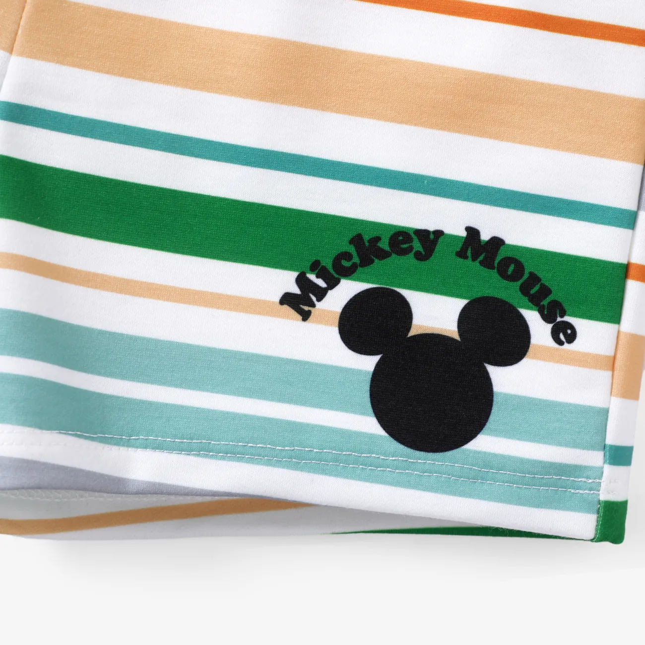 Disney Mickey and Friends 2pcs Toddler Boy/Girl Naia™ Character All-over Stripped Print Tee and Shorts Set SpringGreen big image 1