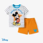 Disney Mickey and Friends 2pcs Toddler Boy/Girl Naia™ Character All-over Stripped Print Tee and Shorts Set ARTICLEGRAY