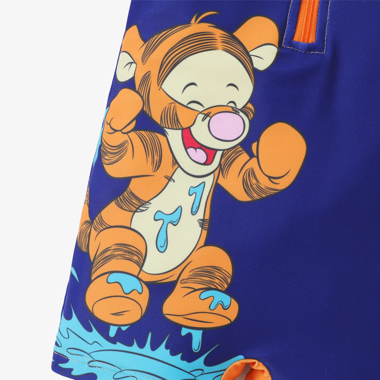 Disney Winnie the Pooh 嬰兒 中性 拉鍊 運動 短袖 泳衣 深藍 big image 1