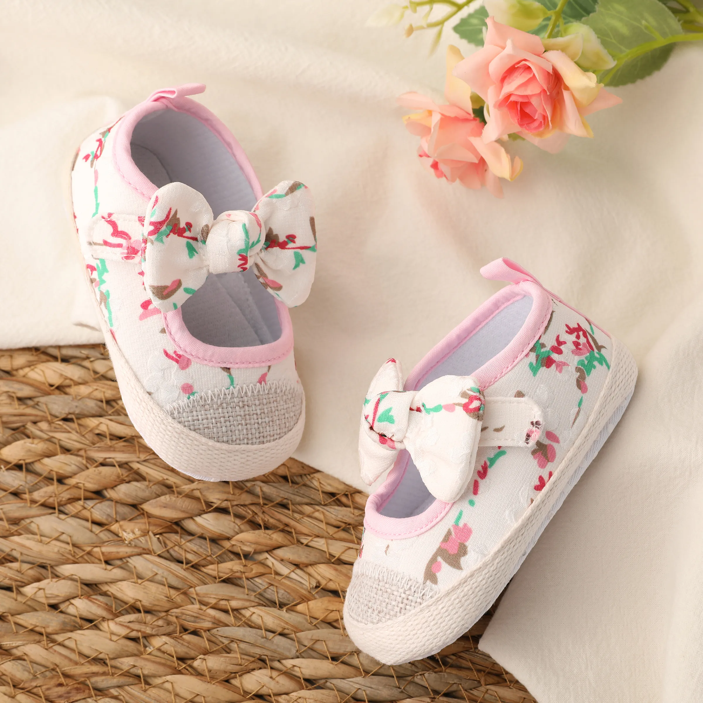 Baby Girl 3D Hyper-Tactile Bohemia Style Broken Flower Pattern Prewalker Shoes
