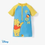 Disney Winnie the Pooh 嬰兒 中性 拉鍊 運動 短袖 泳衣 天藍