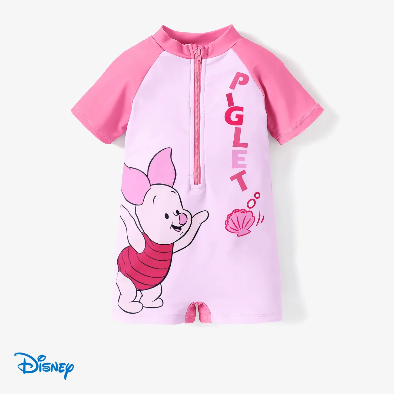 Disney Winnie the Pooh Baby Girl/Boy Character Print Zip Front One Piece Swimsuit Pink big image 1