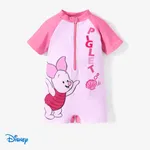 Disney Winnie the Pooh 嬰兒 中性 拉鍊 運動 短袖 泳衣 粉色