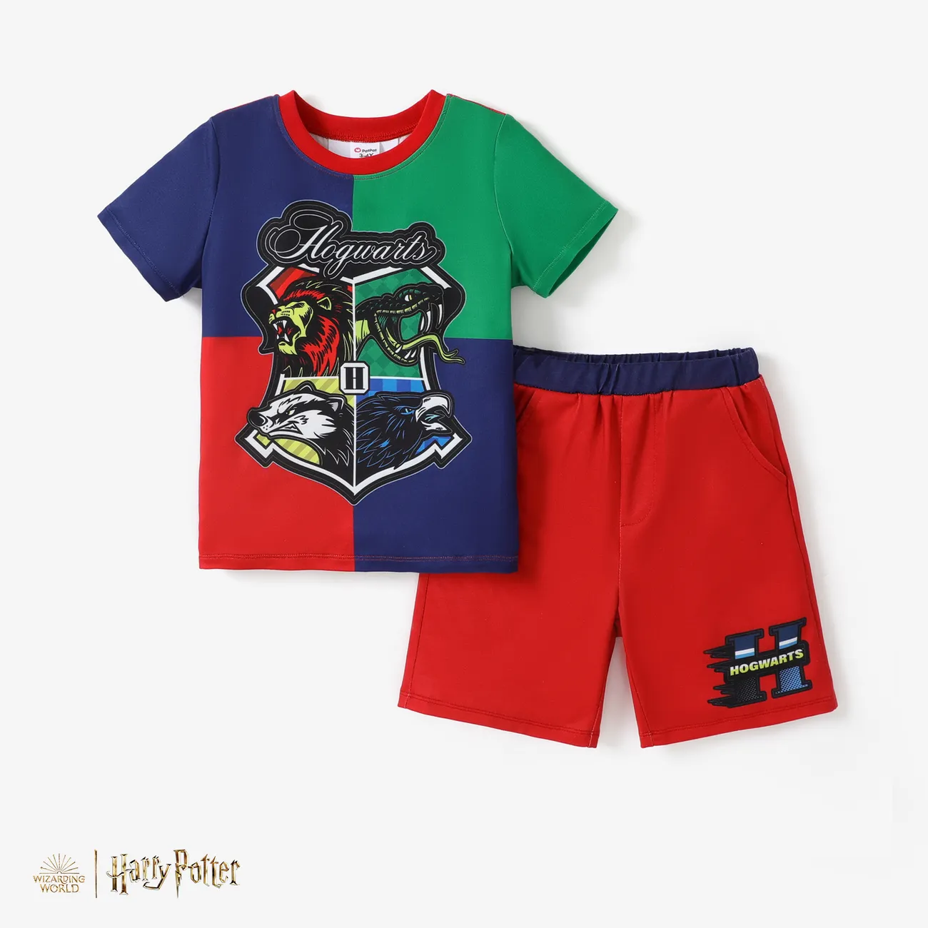 Harry Potter 2pcs Toddler Boys College Badge T-shirt with Shorts Sporty Set Red big image 1