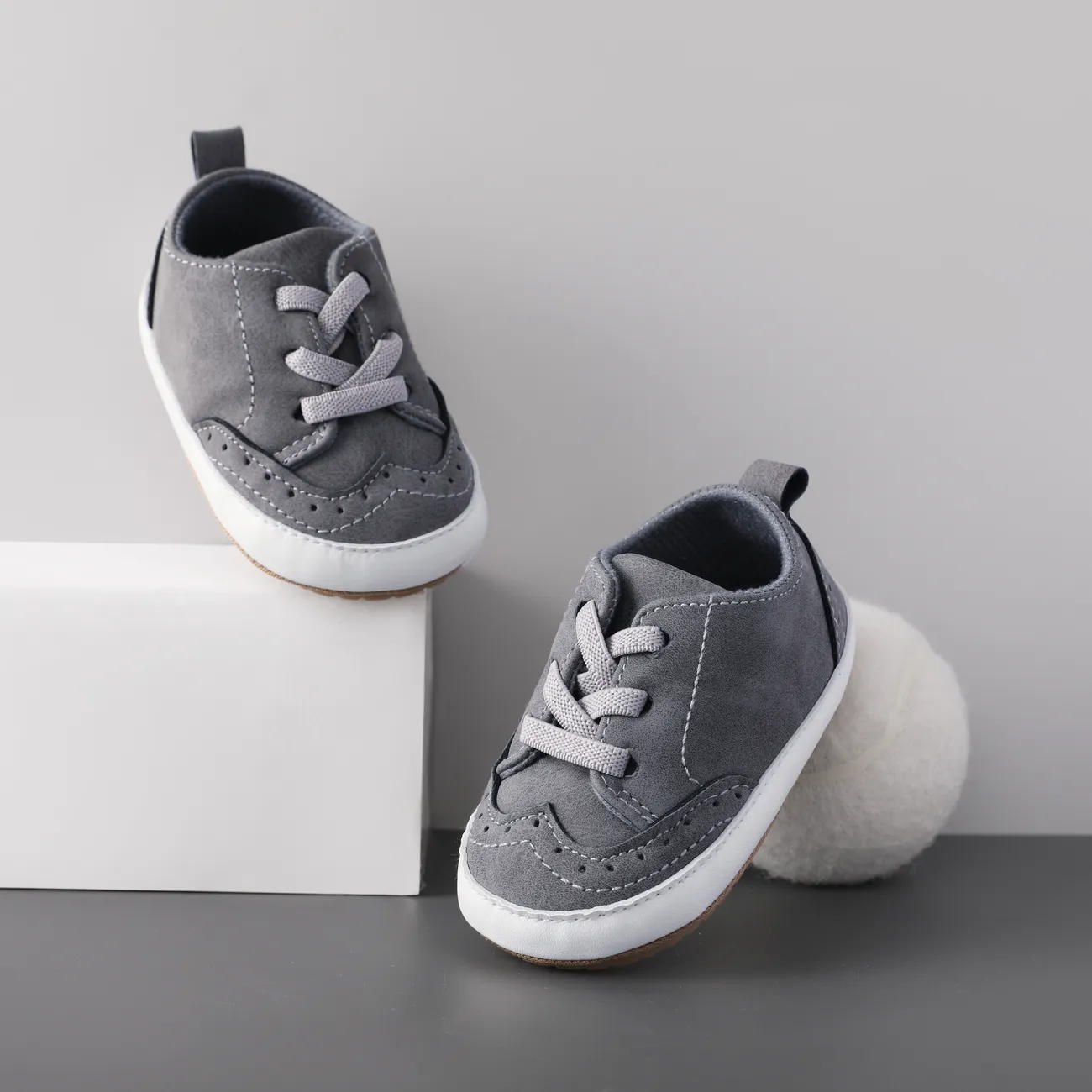 Baby Girl/Boy Solid Casual Round Toe Prewalker Shoes Grey big image 1