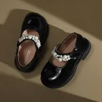 Toddler Girl Solid Gloss Round Toe Leather Shoes Black
