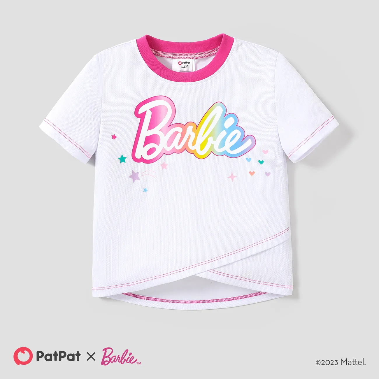 Barbie 1pc Toddler/Kids Girls Sporty Rainbow Alphabet Tank top/t-shirt/pants
 White big image 1