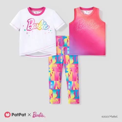 Barbie 1pc Toddler/Kids Girls Sporty Rainbow Alphabet Tank top/t-shirt/pants
