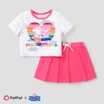 Peppa Pig 2 Stück Kleinkinder Mädchen Unechter Zweiteiler Kindlich T-Shirt-Sets pinkywhite
