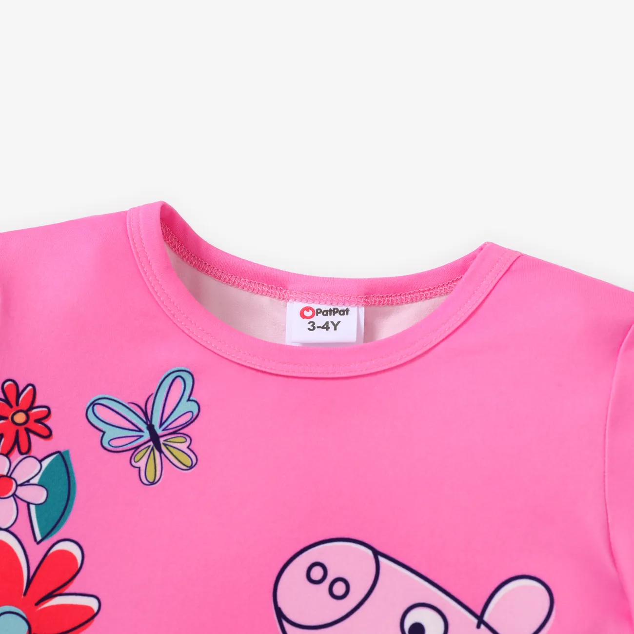 Peppa Pig 2 Stück Kleinkinder Mädchen Unechter Zweiteiler Kindlich T-Shirt-Sets rosa big image 1