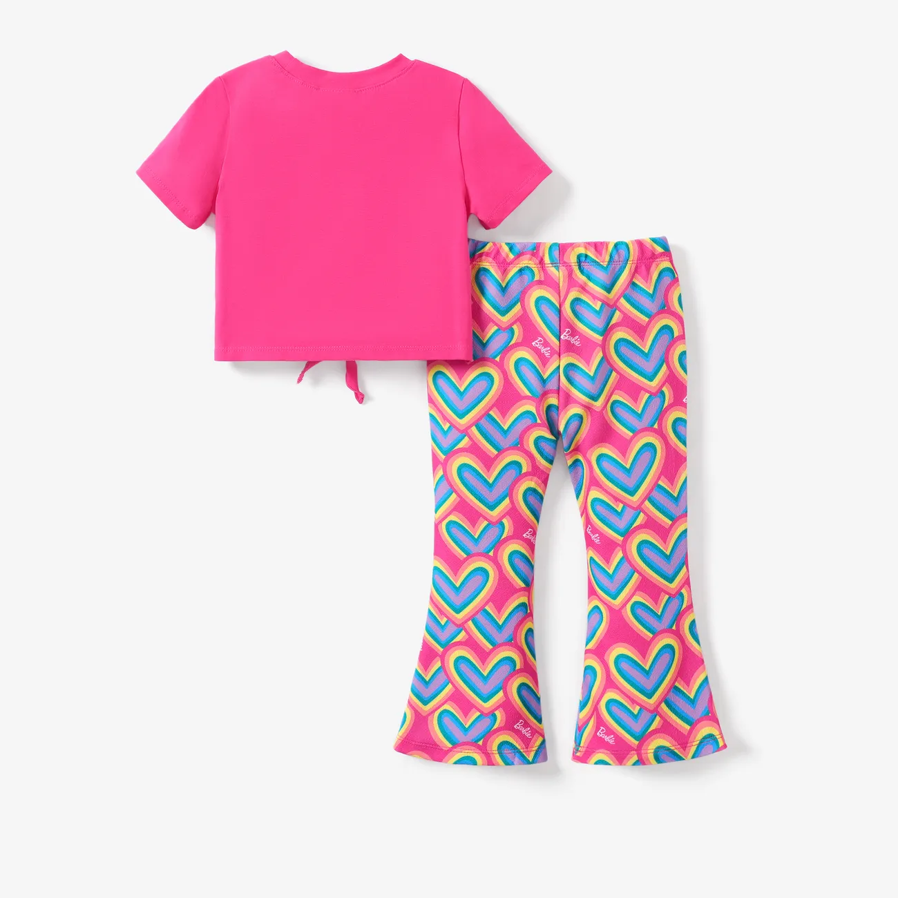 Barbie Toddler/Kids Girls Mother's Day 2pcs Character Print Tee with Heart All-over Flares Set Roseo big image 1