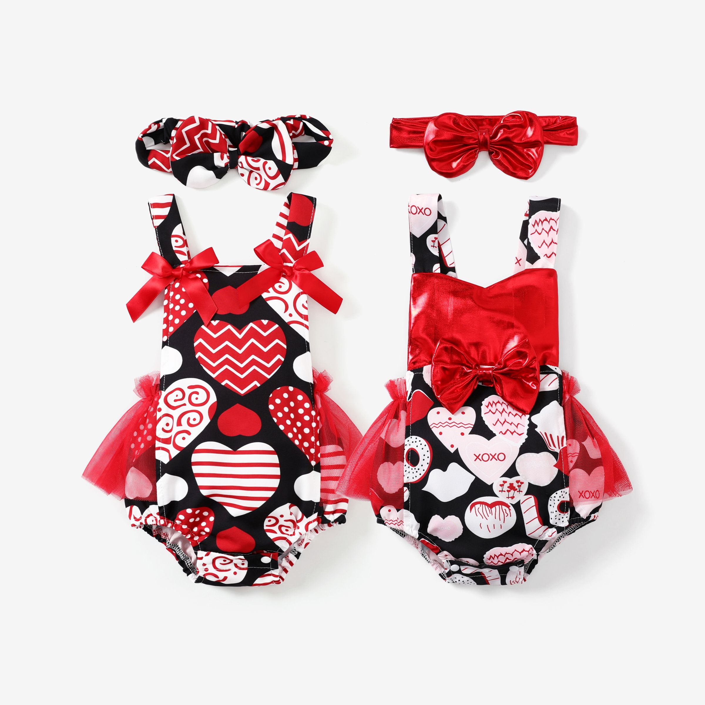 

Pink Heart Overalls Set with Ruffle Edge for Baby Girls