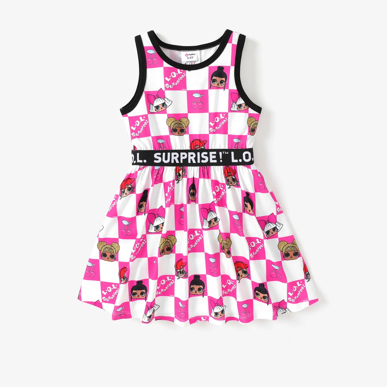 PAW Patrol Little Girl Web Gradient Pattern Sleeveless Dress or Checkerboard All-over Pattern Dress Multi-color big image 1