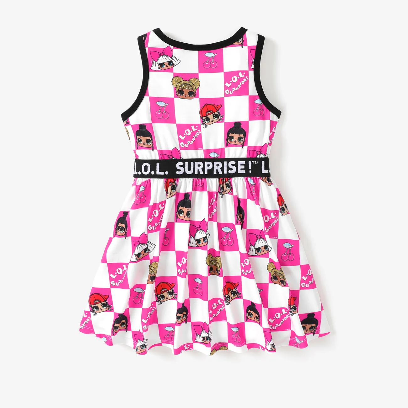 L.O.L. SURPRISE! Toddler/Kid Girls 1pc Web Gradient Pattern Sleeveless Checkerboard All-over Pattern Dress Multi-color big image 1