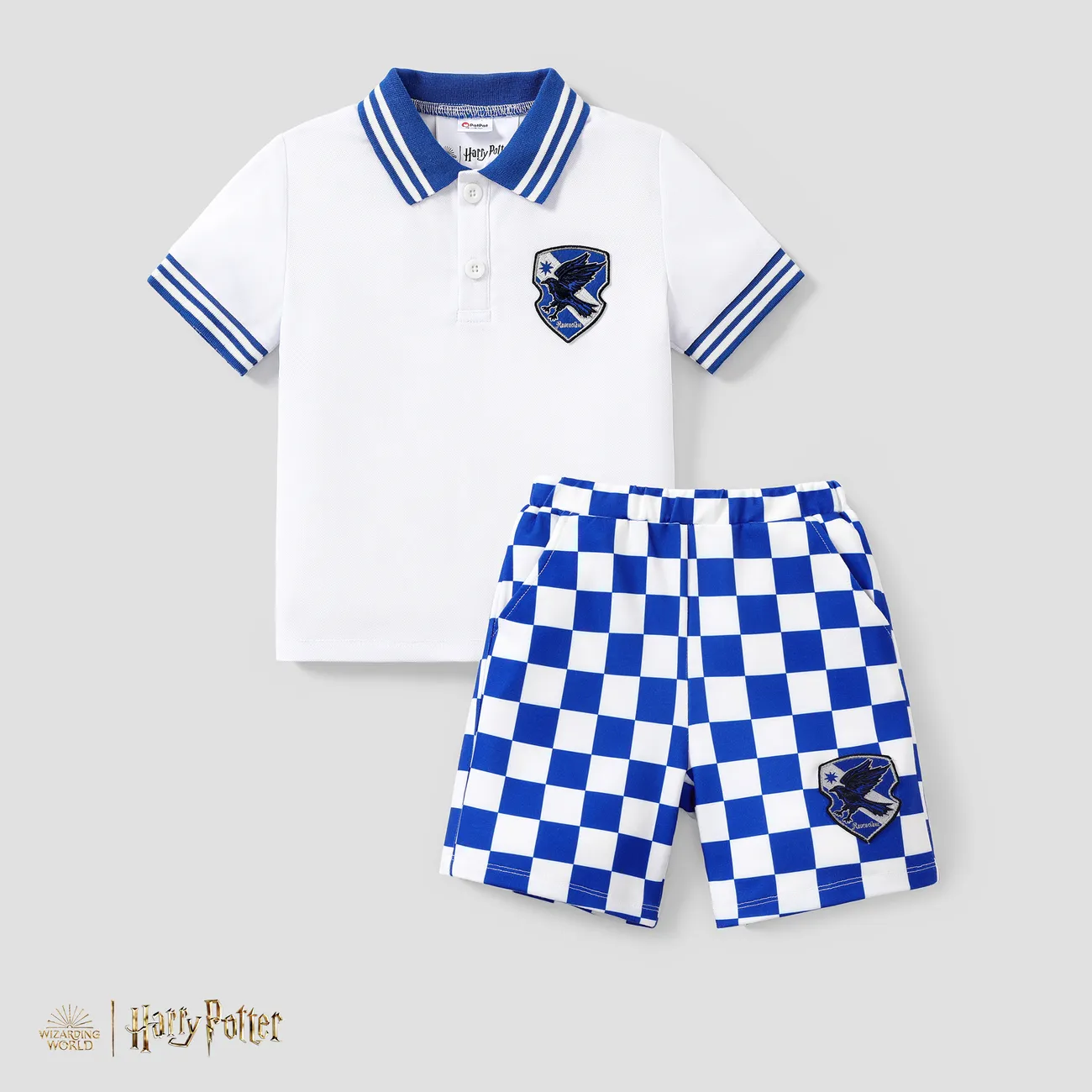 Harry Potter Toddler/Kid Boy 1pc Chess Grid pattern Preppy style Polo Shirt or Shorts
 BLUEWHITE big image 1