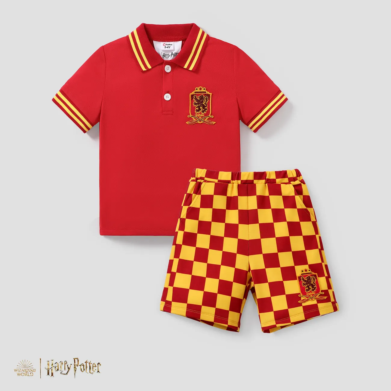 Harry Potter Kleinkind/Kid Boy 1pc Schach Gittermuster Preppy Stil Poloshirt oder Shorts
 karminiert big image 1