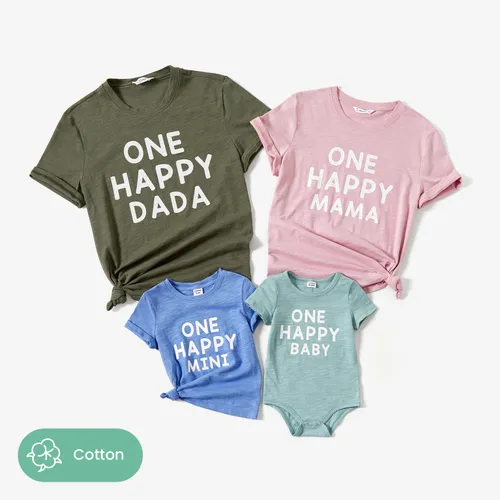 Family Matching Multiple Colors Letter Print Cotton T-shirt 