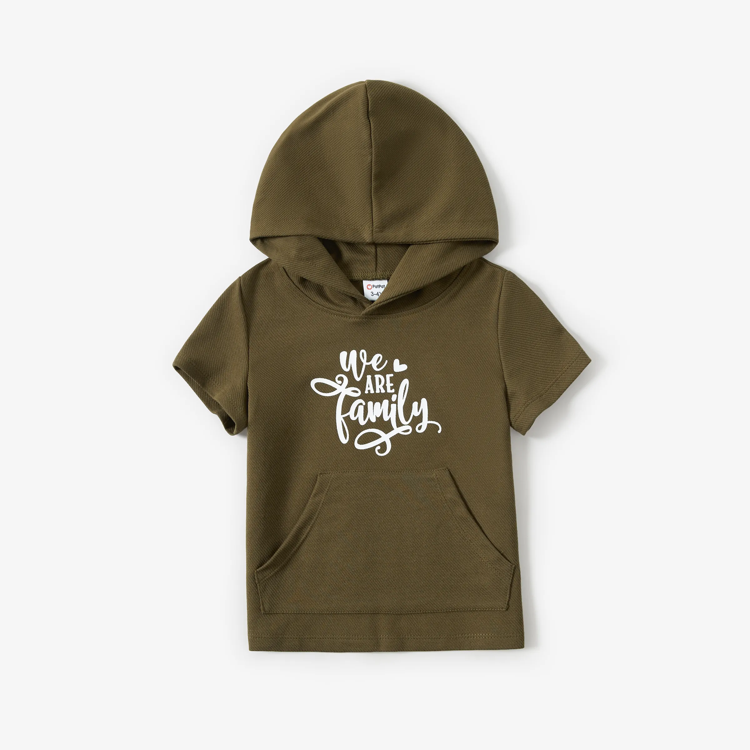 Family Matching Army Green Pullover Hoodie And H-Line Hooded Dress Sets