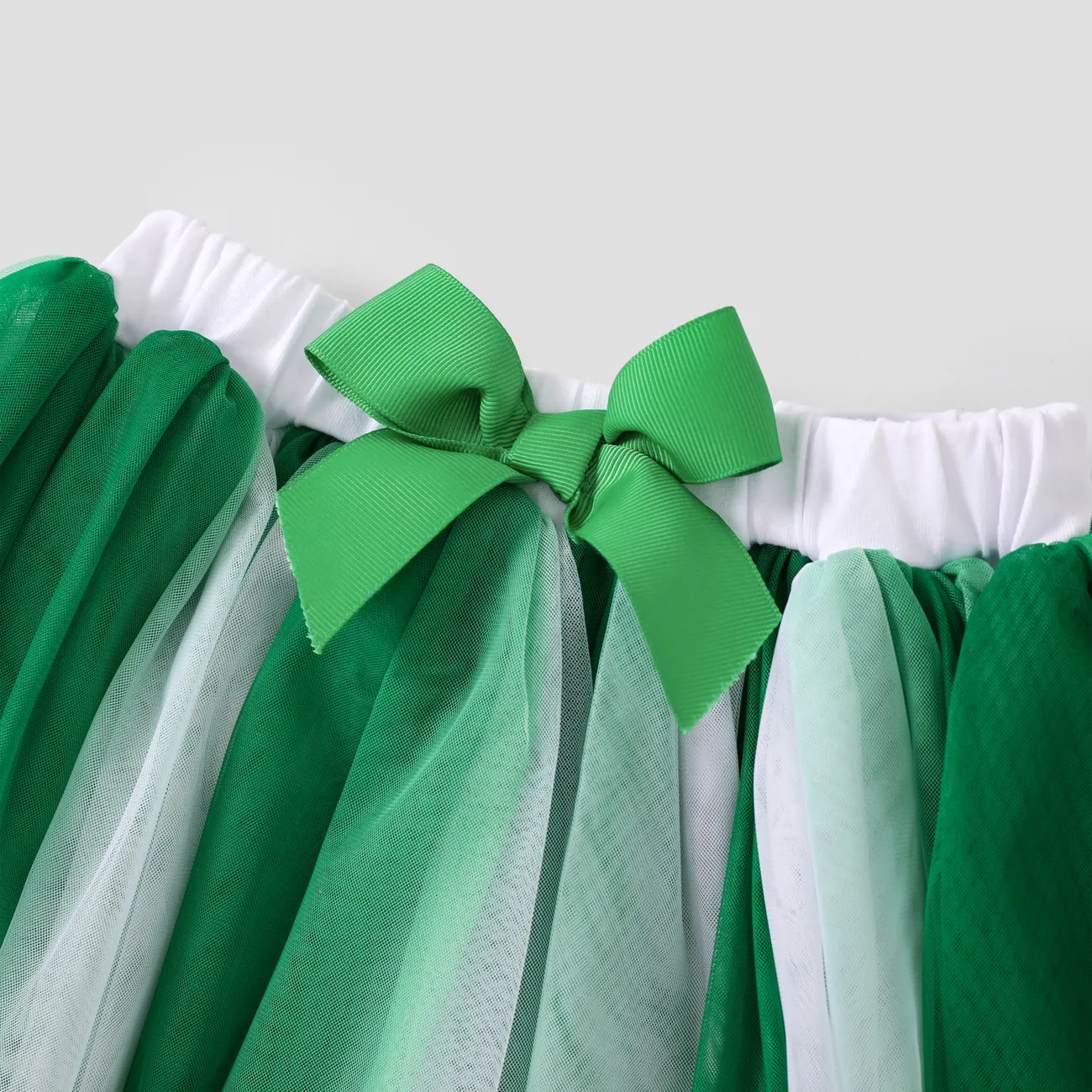 Fête de la Saint-Patrick 2 pièces Bébé Multi-couches Élégant Manches courtes Costume jupe vert blanc big image 1