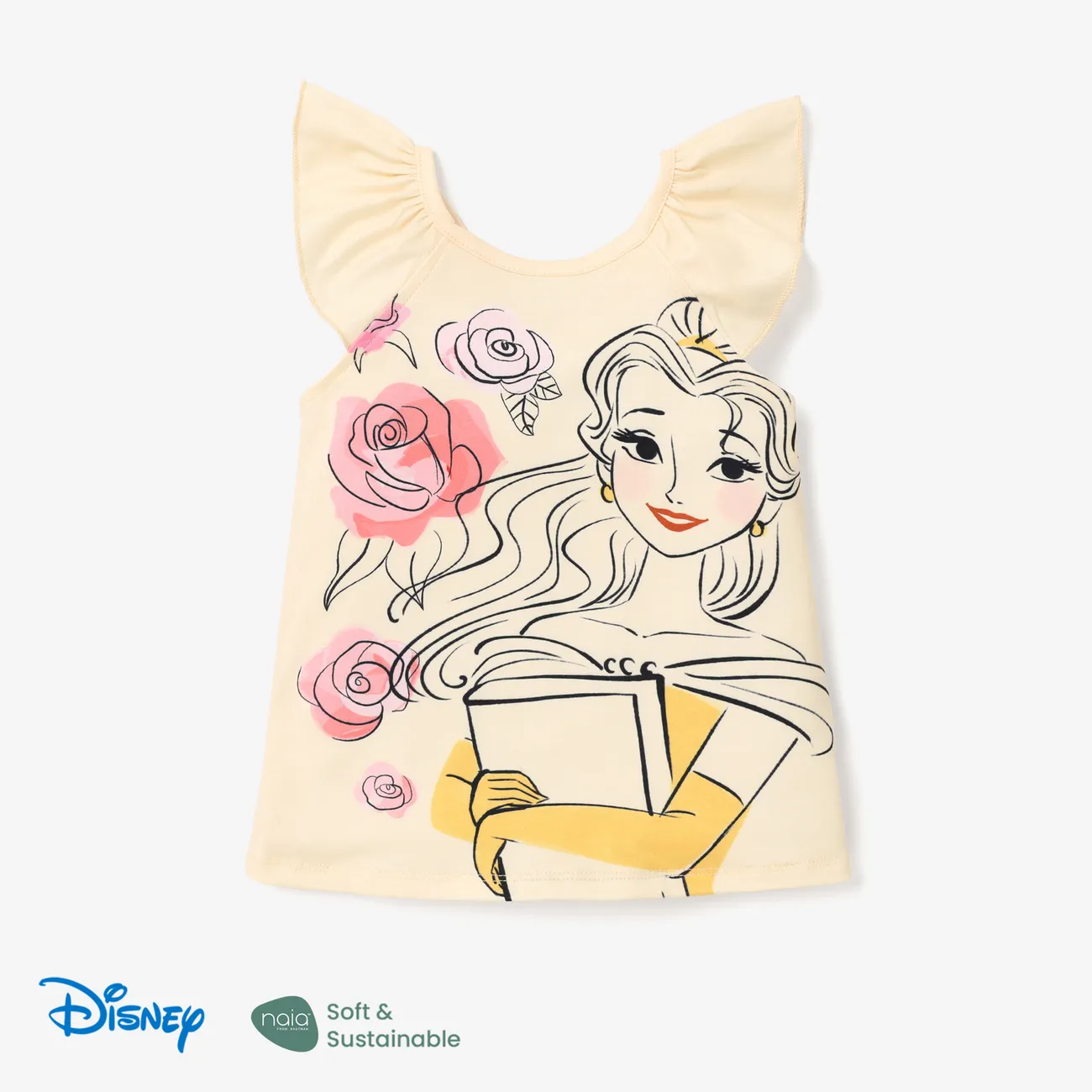 Disney princess Toddler Girls Flutter Sleeve Naia™ Character Print Top Yellow big image 1