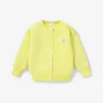 Toddler Girl Button Design Sweater Yellow