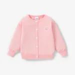 Toddler Girl Button Design Sweater Pink