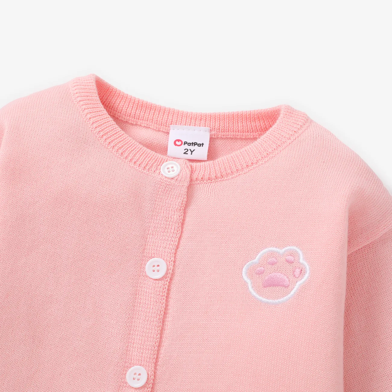 Toddler Girl Button Design Sweater Pink big image 1