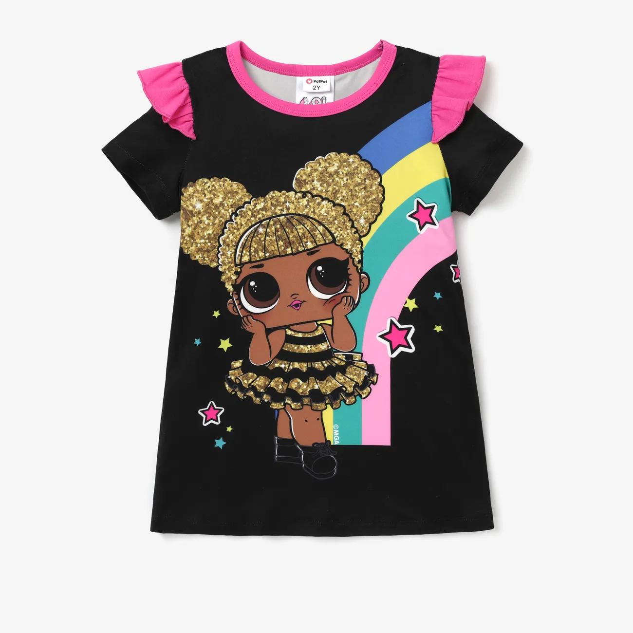L.O.L. SURPRISE! toddler Girl Graphic Print ruffled dress Black big image 1
